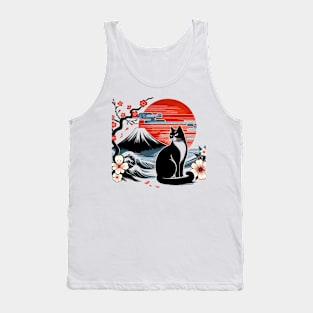 Kawaii Cat Anime Japanese Retro Funny Cat Tank Top